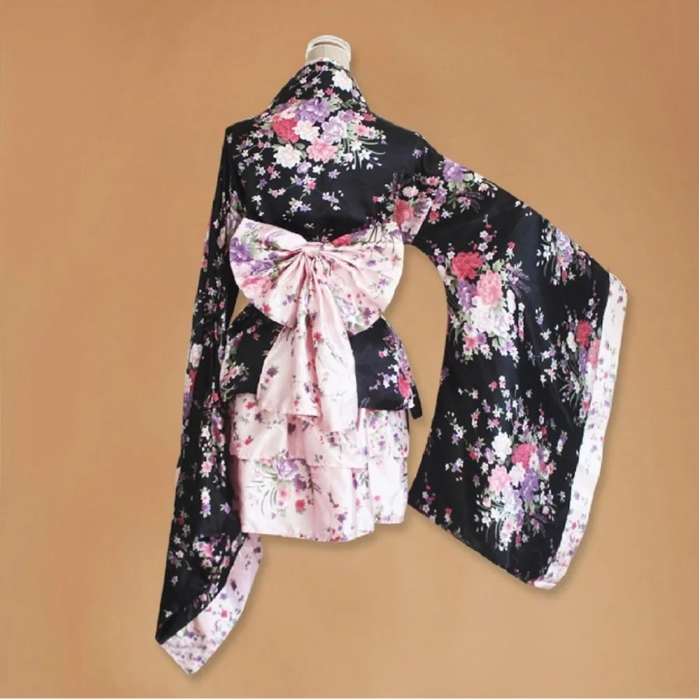 Women Halloween Costume Japanese Geisha Kimono Anime Girl Lolita Cosplay XS NWOT - Picture 4 of 6